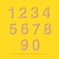 Vector Numbers with wooden texture set on yellow background