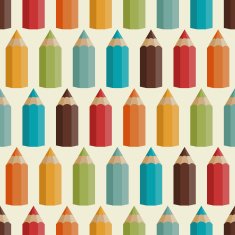 Seamless pattern with colored pencils in retro style