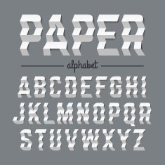Paper alphabet with zigzag folded letters