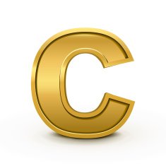 3d bright golden letter C