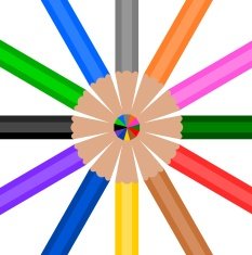 Colorful Wooden Pencil in circle