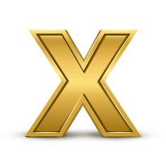 3d bright golden letter X