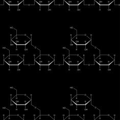 Abstract seamless chemical background - pattern on black