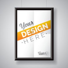 poster frame template of a folded paper sheet