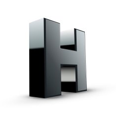 glossy black alphabet H N2