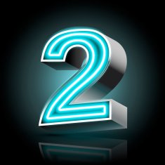 3d blue neon light number 2