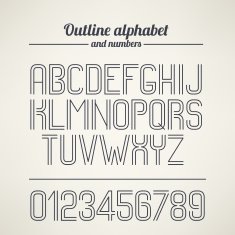 Vector outlined alphabet and numbers