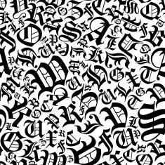 Seamless alphabet pattern in a gothic font style