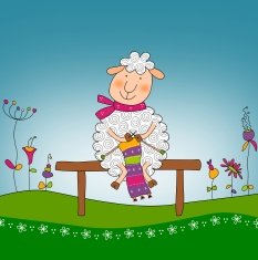 Sheep Knitting Cartoon character