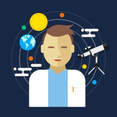 astronomer space science man vector illustration