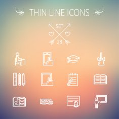 Education thin line icon set N12