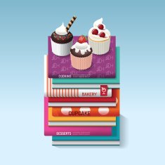 food cook books idea cupcake concept design Vector illustration