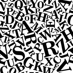 Seamless black alphabet pattern on white