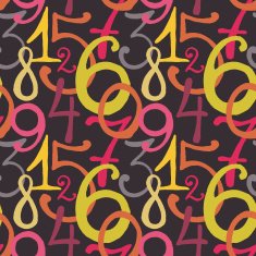 Seamless pattern with hand drawn painted numbers N4