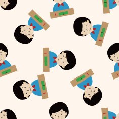 student cartoon seamless pattern background N104