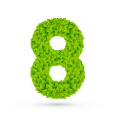 3d green leaves number 8