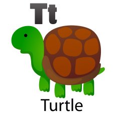 Alphabet T with turtle
