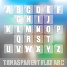 Flat alphabet - transparent ABC blocks with colorful flat design N2