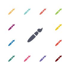 brush flat icons set