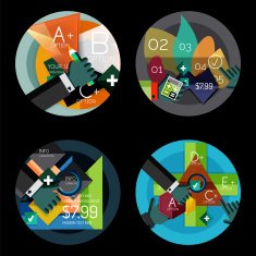 Set of flat design circle option infographics concepts N42