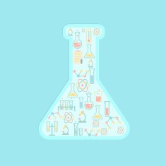 concept education icons in chemistry tube
