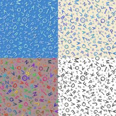 Set of seamless patterns with letters Vector illustration