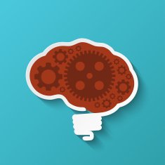 Vector modern brain icon on blue background N2