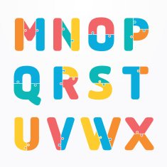 alphabet modern paper jigsaw concept style Design Vector N2