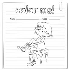 Coloring worksheet with a girl
