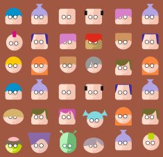 Faces Circle Icons Set N2