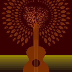 creative musical icon with guitar and tree N2
