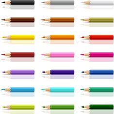 Collection of colored pencils on white background N2