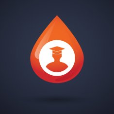 Blood drop icon with a student N2