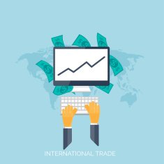 Flat hands Global international trading concept background Business and moneymaking N3