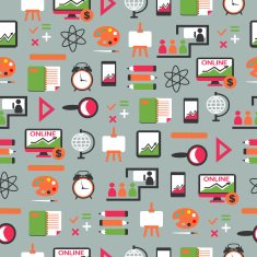 Seamless pattern with education equipment