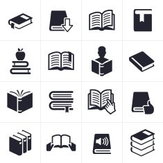 Books and Education Learning Icons Symbols