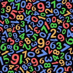 Seamless Background with Color Numbers on White Vector N2