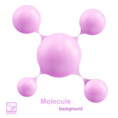 Pink molecule isolated on white background Vector illustration
