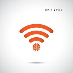Creative brain concept and wifi sign Education technology business background