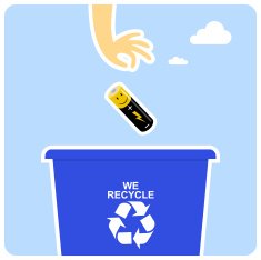 We recycle Battery Cartoon illustration vector