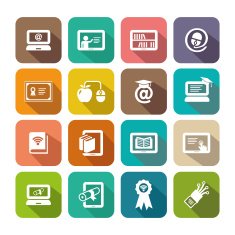 Flat Online Education Icon Set