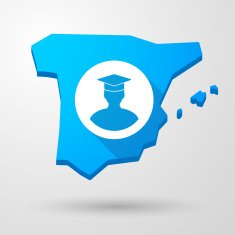 Spain map icon with a student