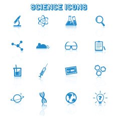 science icons with reflection