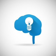 Creative Idea Symbol Brain and lightbulb Silhouette Icon Design Template