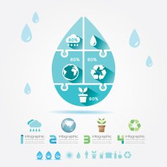 Water Design Elements Ecology Infographic Jigsaw Concept Vector