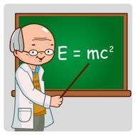 Science teacher on blackboard
