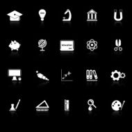 Education icons with reflect on black background