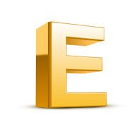 3d golden letter E N2