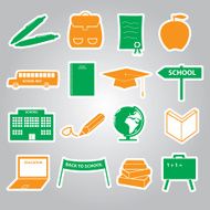 school stickers icon set eps10