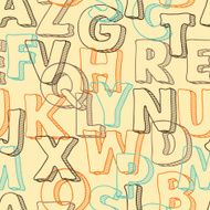 Colored seamless pattern with letters of alphabet